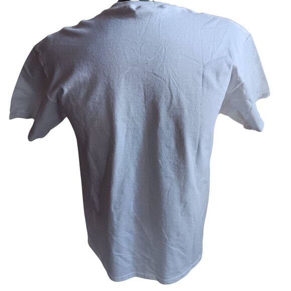 Vintage Y2K T-shirt Medium Hip Hop Gangsta Glitter No Mercy Glitter Gildan white - Picture 5 of 6